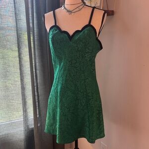 Victoria's Secret Green and Black Chemise